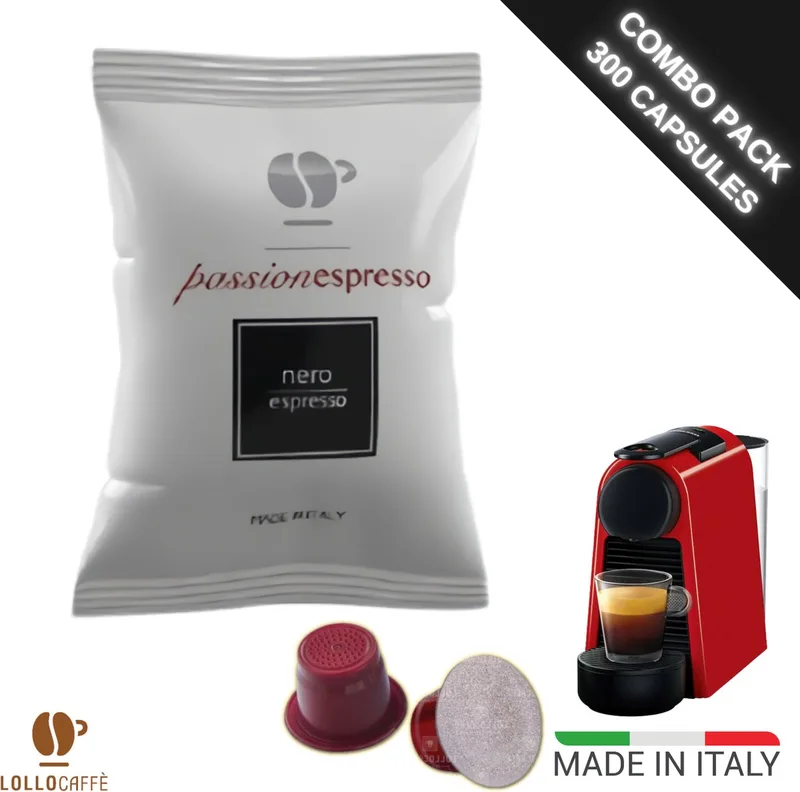 Nespresso cups Compatible Lollo Caffe - Italiaanse espresso Nero - Voordeelpakket - 300 koffiecups van Lollo Caffè – productfoto