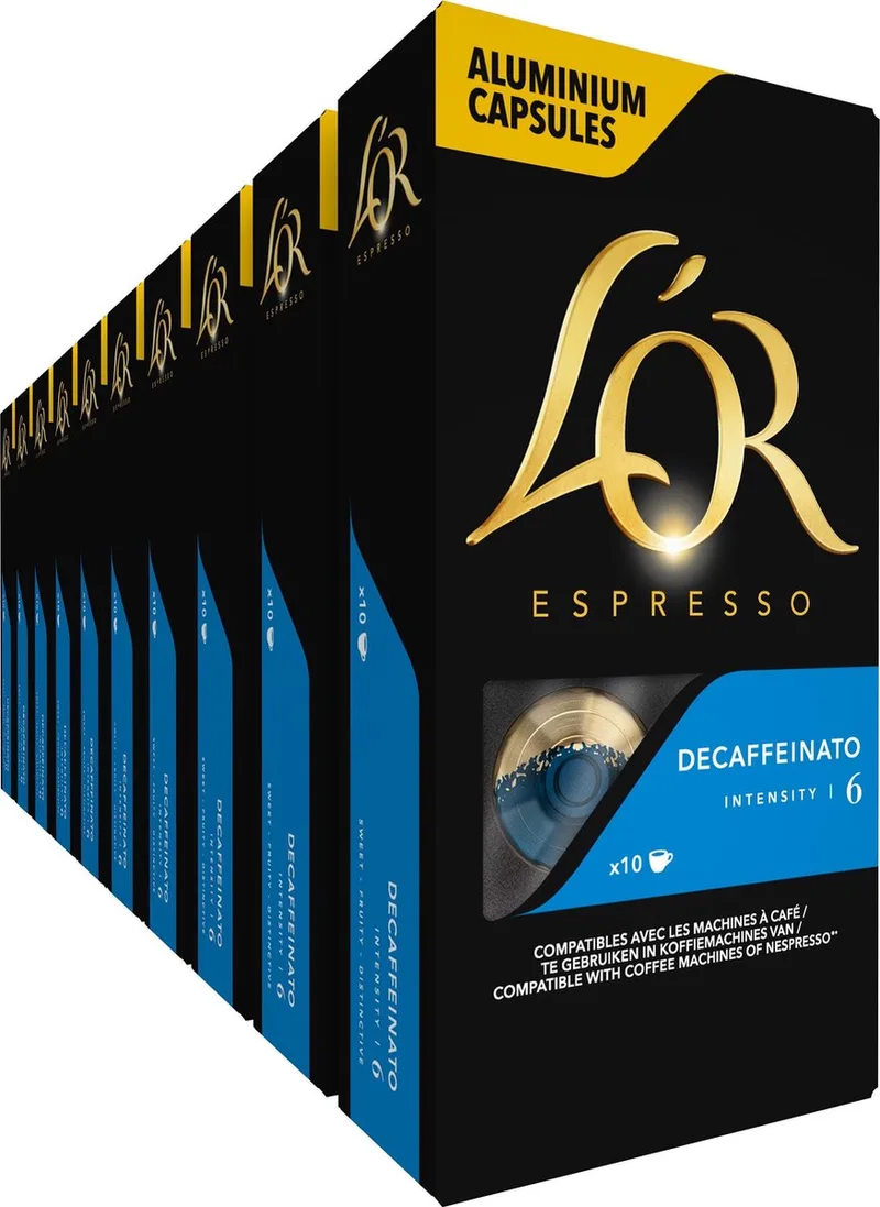 Decaffeinato Koffiecups - Intensiteit 6/12 - 10 x 10 capsules by L'OR – product photo