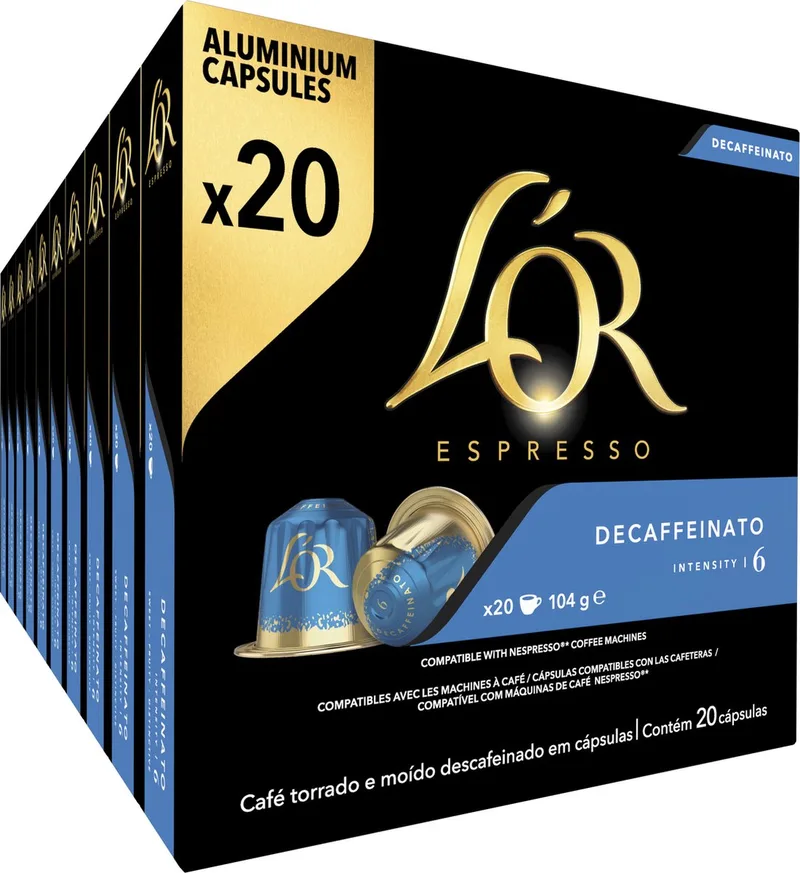 Decaffeinato Koffiecups - Intensiteit 6/12 - 10 x 20 capsules by L'OR – product photo