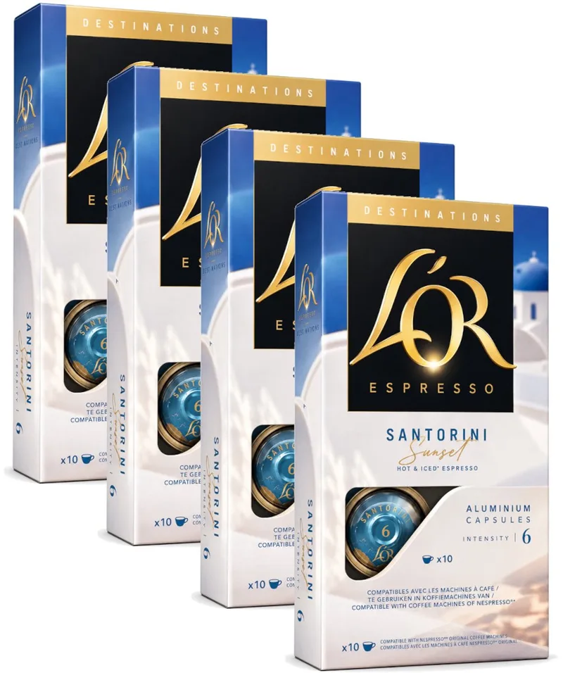 Destinations Santorini Sunset - Multipack - 40 (4x10) Koffiecups Compatibel met Nespresso Coffee Machine van L'OR – productfoto