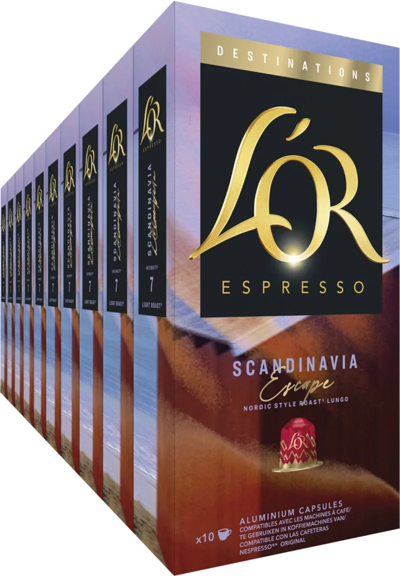 Destinations Scandinavia Koffiecups - 10 x 10 capsules van L'OR – productfoto