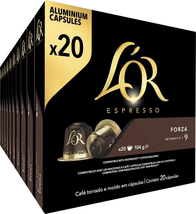 Forza Koffiecups - Intensiteit 9/12 - 10 x 20 capsules från L'OR – produktbild