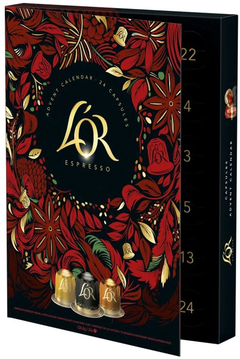 Koffie - Espresso Koffiecups - 2025 Adventskalender - 24 Capsules van L'OR in Goud – productfoto