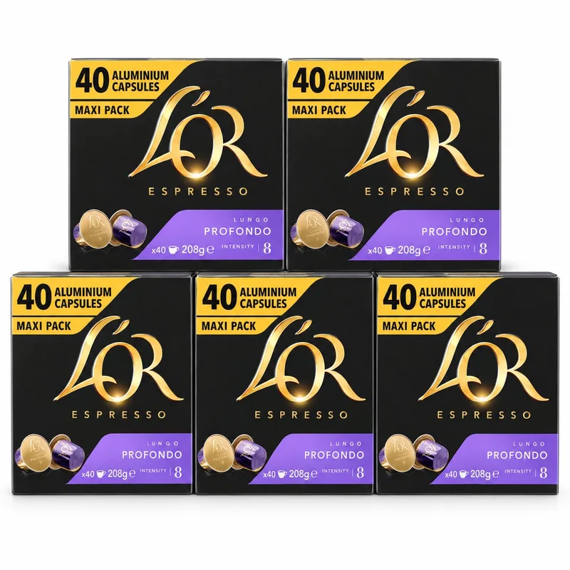 Koffiecups Profondo - 5 x 40 stuks - Voordeelverpakking by L'OR – product photo
