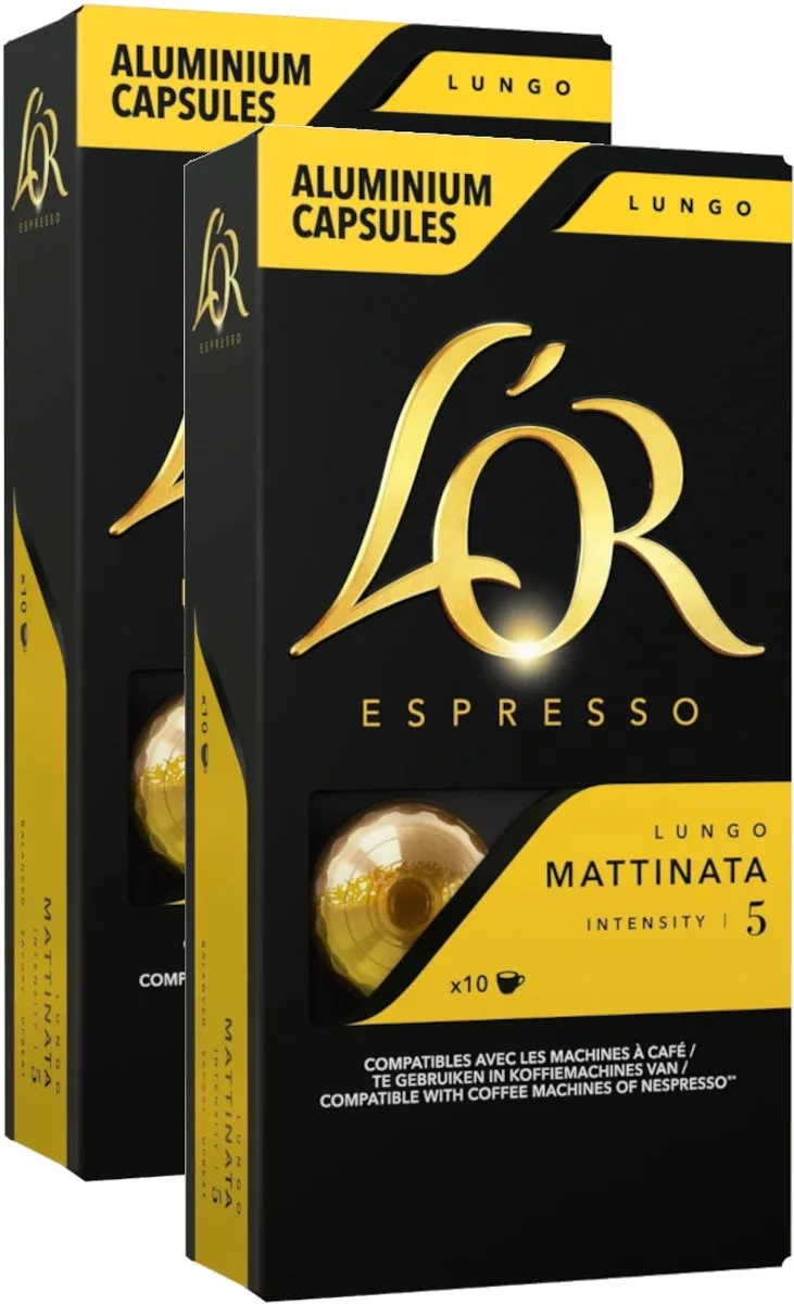 Lungo Mattinata - Multipack - 20 (2x10) Koffiecups Compatibel met Nespresso Coffee Machine von L'OR – Produktfoto
