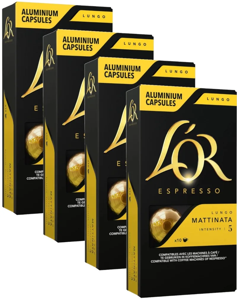 Lungo Mattinata - Multipack - 40 (4x10) Koffiecups Compatibel met Nespresso Coffee Machine by L'OR – product photo