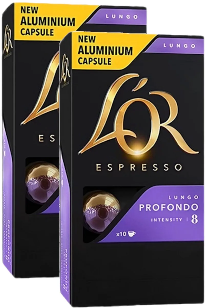 Lungo Profondo - Multipack - 20 (2x10) Koffiecups Compatibel met Nespresso Coffee Machine van L'OR – productfoto