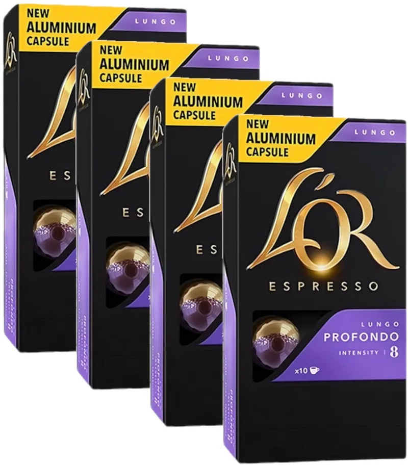 Lungo Profondo - Multipack - 40 (4x10) Koffiecups Compatibel met Nespresso Coffee Machine van L'OR – productfoto