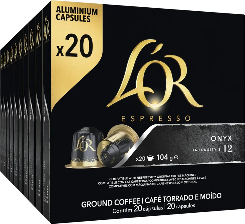 Onyx Koffiecups Voordeelpak - 10 x 20 capsules van L'OR – productfoto