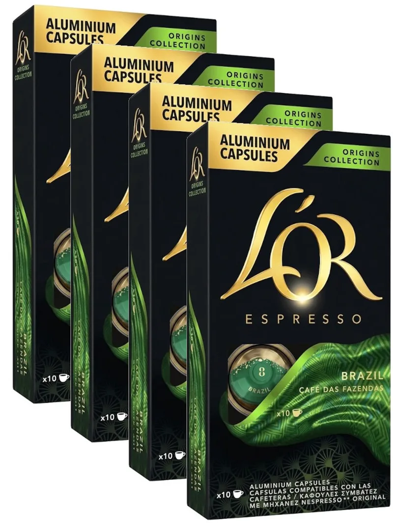 Origins Brazil - Multipack - 40 (4x10) Koffiecups Compatibel met Nespresso Coffee Machine by L'OR – product photo