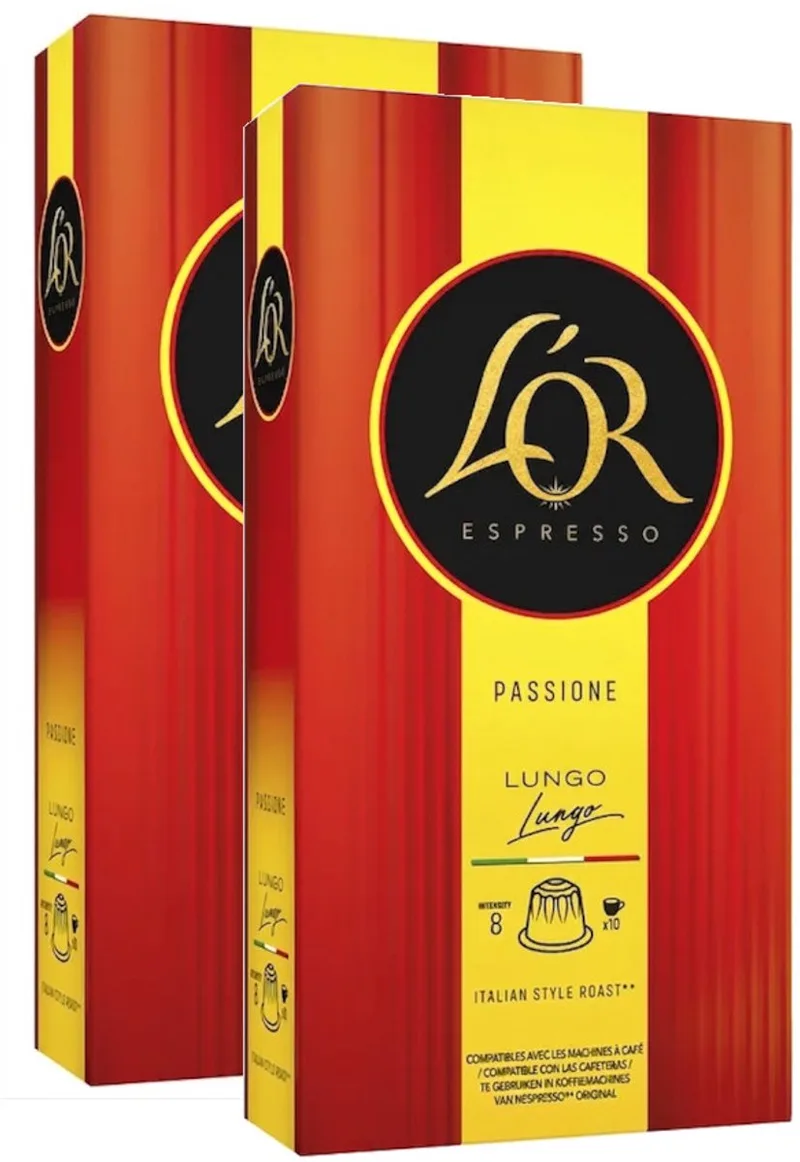 Passione Lungo - Multipack - 20 (2x10) Koffiecups Compatibel met Nespresso Coffee Machine van L'OR – productfoto