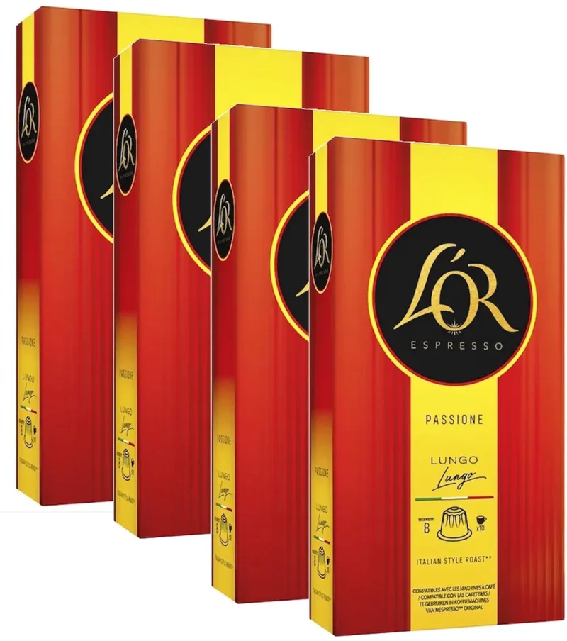Passione Lungo - Multipack - 40 (4x10) Koffiecups Compatibel met Nespresso Coffee Machine by L'OR – product photo