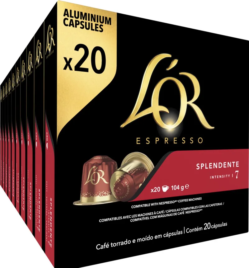 Splendente Koffiecups - Intensiteit 7/12 - 10 x 20 capsules van L'OR – productfoto