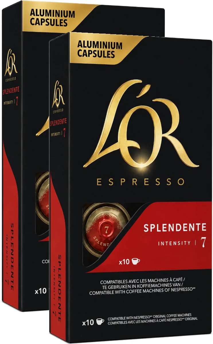 Splendente - Multipack - 20 (2x10) Koffiecups Compatibel met Nespresso Coffee Machine van L'OR – productfoto