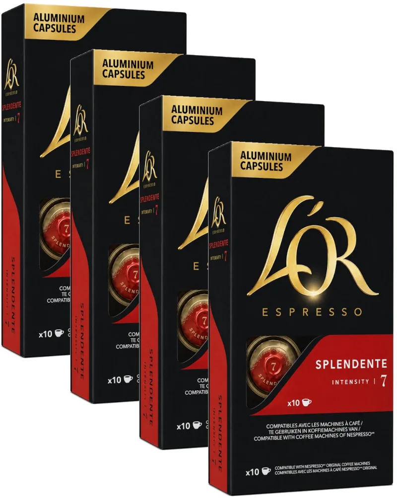 Splendente- Multipack - 40 (4x10) Koffiecups Compatibel met Nespresso Coffee Machine by L'OR – product photo