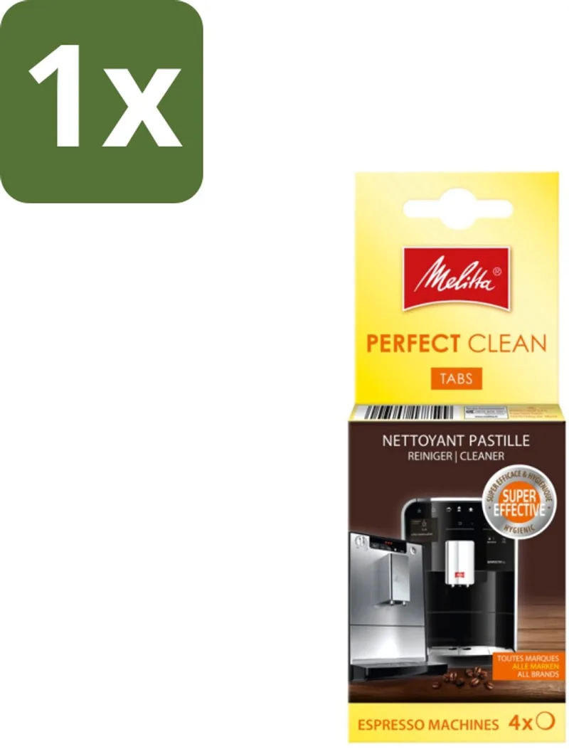 1 x Melitta - Perfect Clean – Reinigingstabletten – Voor volautomatische espressomachines – 4 tabletten - Koffiezetapparaat von Melitta in Weiß – Produktfoto