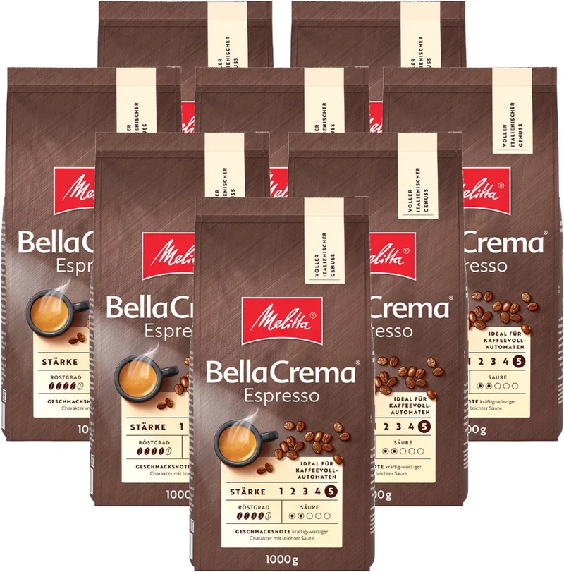 BellaCrema Espresso koffiebonen - 8 x 1 kg van Melitta – productfoto