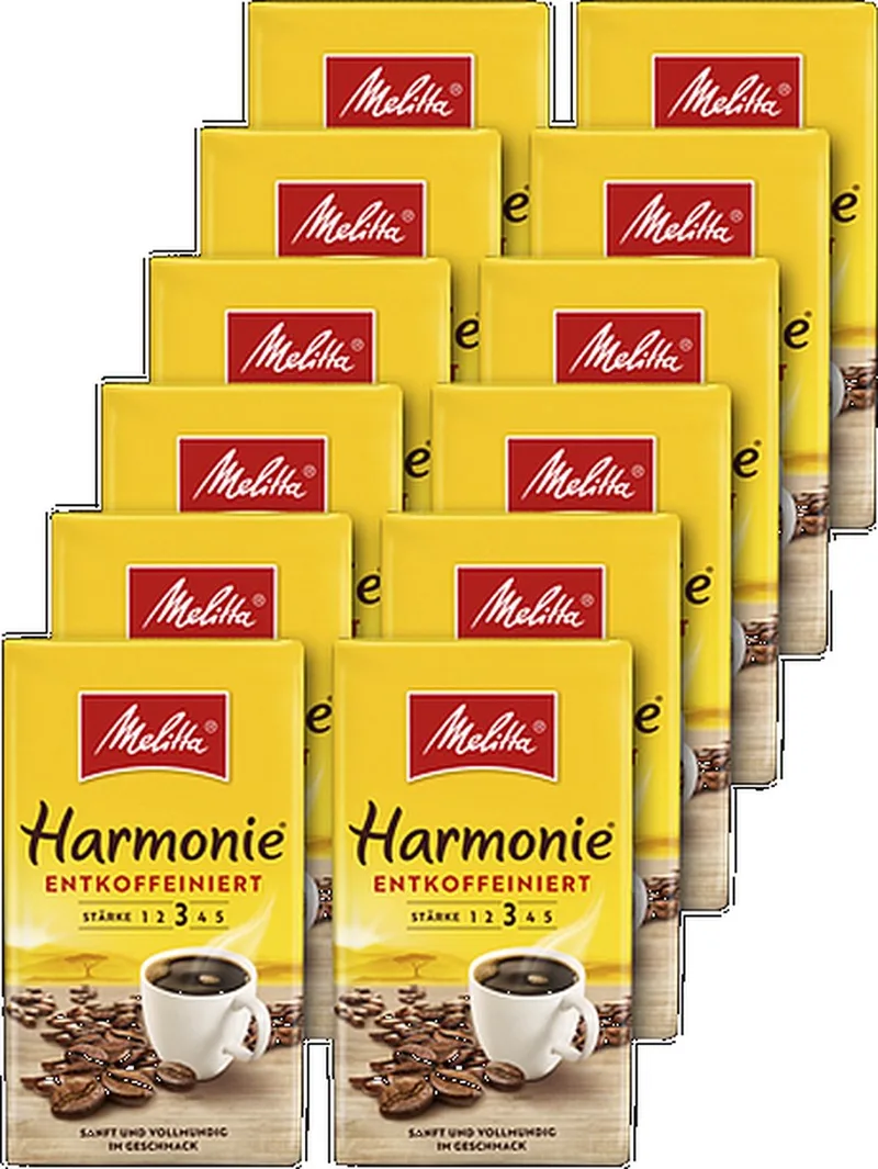 Harmonie entkoffeiniert (cafeïnevrij) Gemalen - 12x500Gr van Melitta – productfoto
