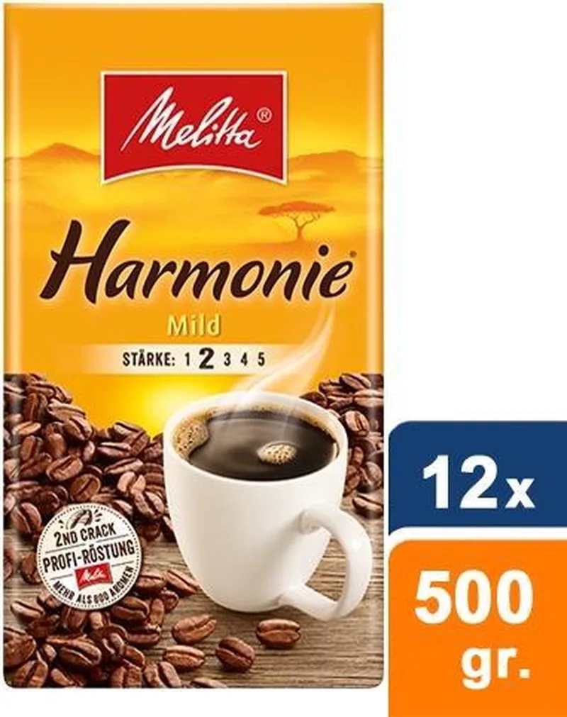 Harmonie mild Gemalen koffie - 12 x 500 gram van Melitta – productfoto