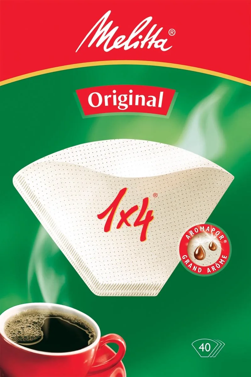 koffiefilter - maat 1 x 4 - 1 pak van 40 stuks van Melitta in Wit – productfoto 1 van 2