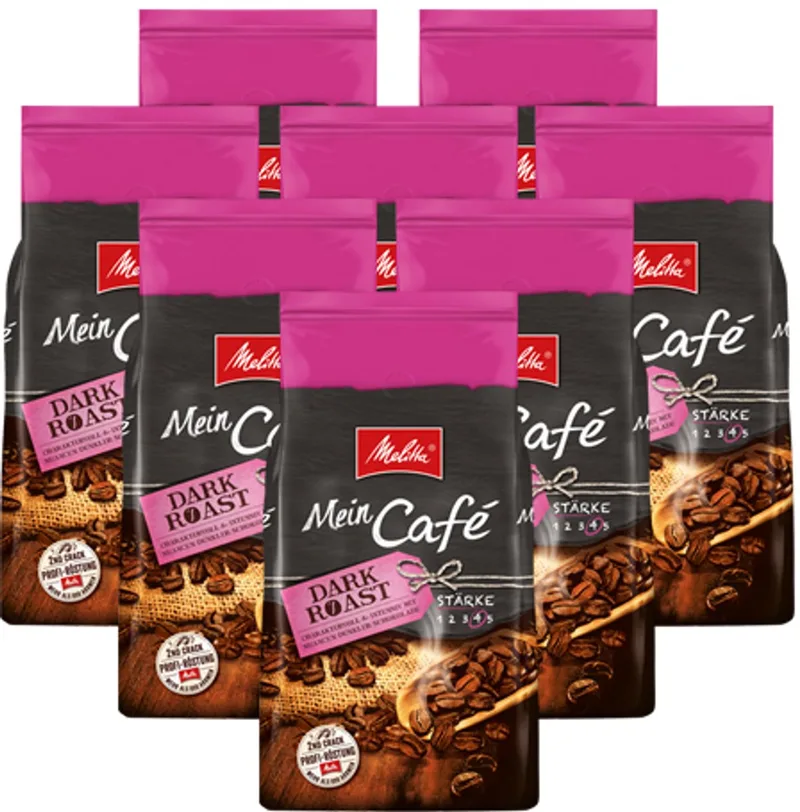 Mein Café Dark Roast koffiebonen - 8 x 1 kg van Melitta – productfoto