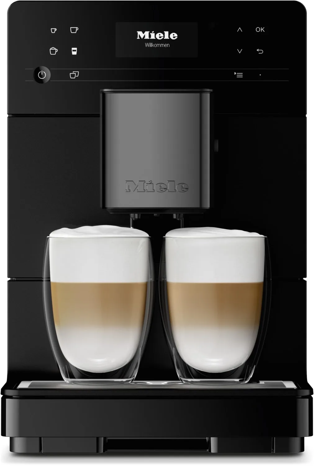 CM 5510 125 Edition Kaffee-Vollautomat Obsidianschwarz matt, Latte Macchiato/Cappuccino, Stahl-Kegel-Mahlwerk, 1,3 l von Miele in Schwarz – Produktfoto