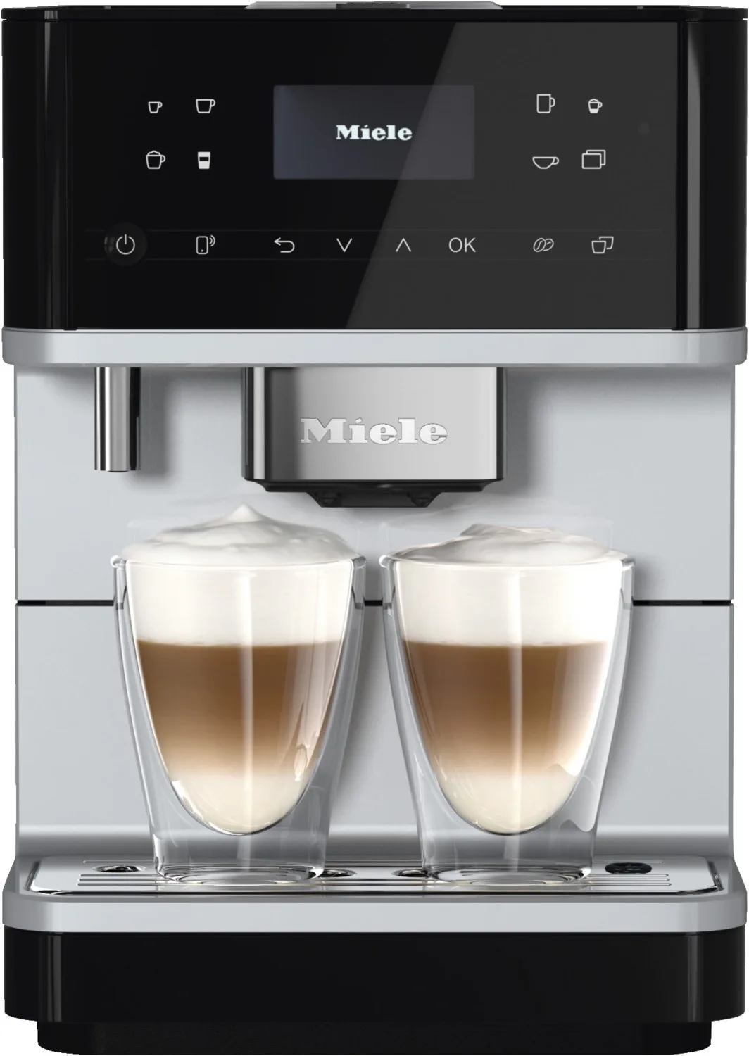 CM 6160 Silver Edition Kaffee-Vollautomat alusilber/metallic, Latte Macchiato/Cappuccino/Milchkaffee, Stahl-Kegel-Mahlwerk, 15 bar, 1,8 l fra Miele i Sølv – produktbillede