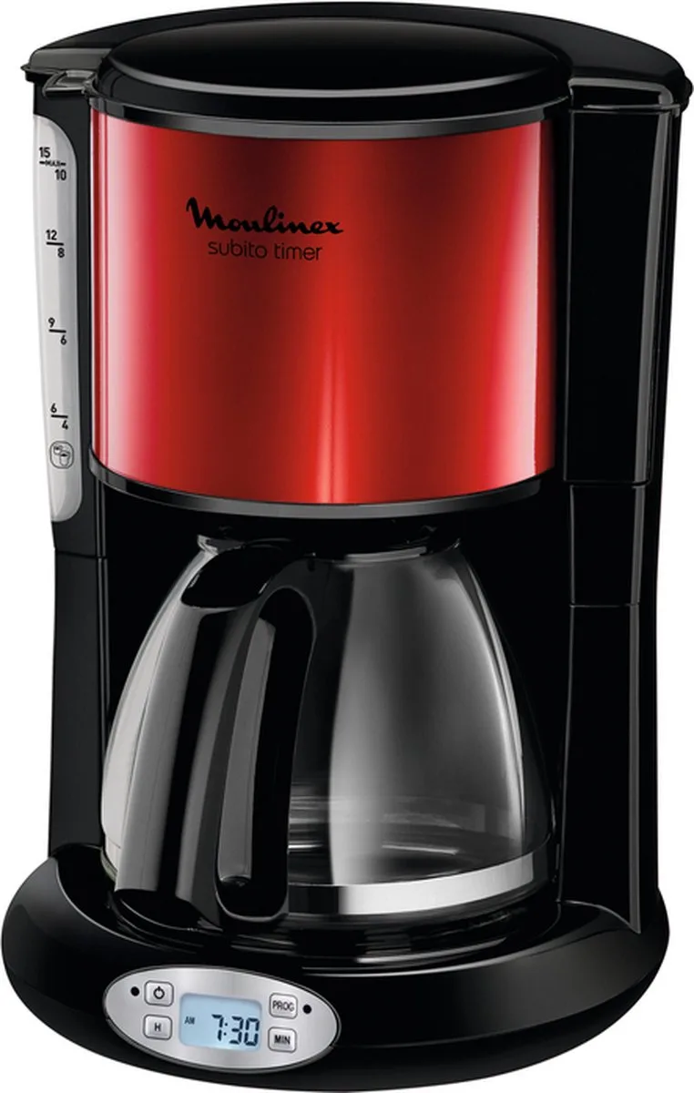 FG362D koffiezetapparaat Half automatisch Filterkoffiezetapparaat 1,25 l van Moulinex in Zwart, Rood – productfoto
