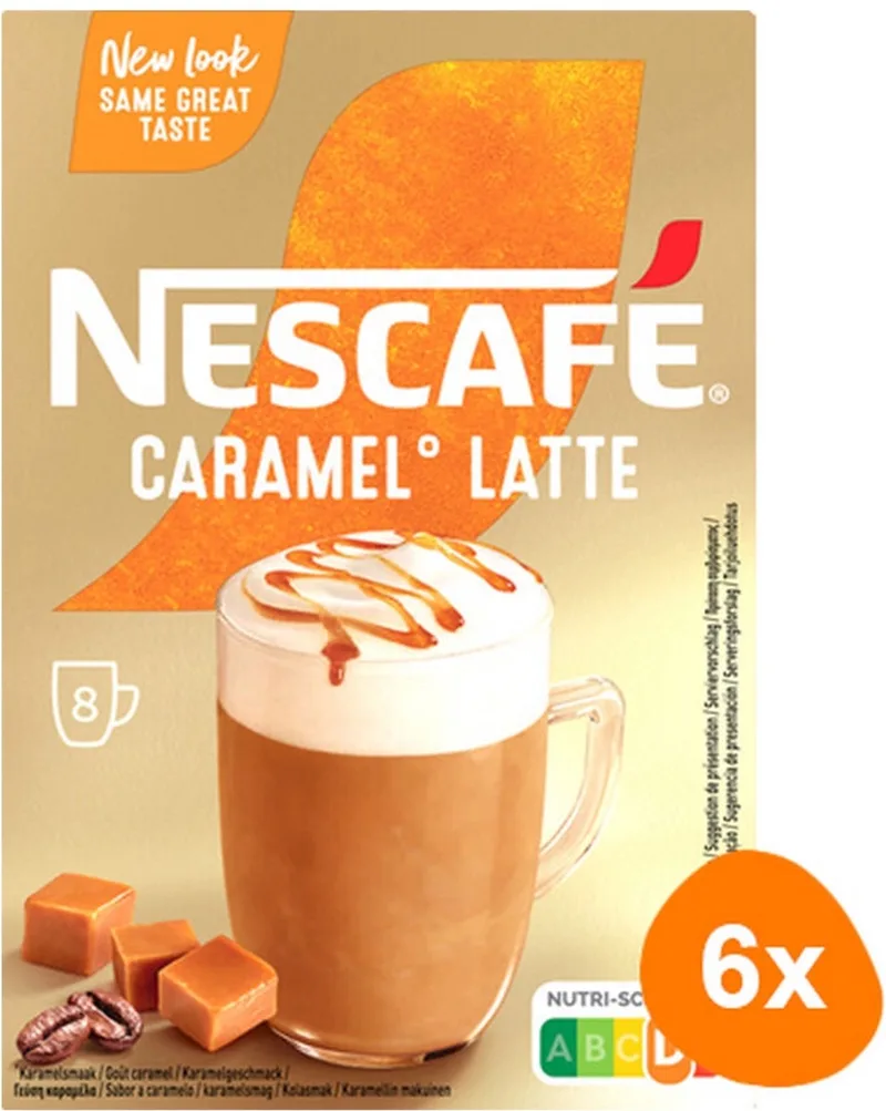 Caramel Latte oploskoffie - 6 doosjes x 8 zakjes van Nescafé – productfoto