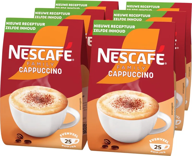 Family Cappuccino oploskoffie - 6 zakken x 230g voor 150 koppen koffie van Nescafé – productfoto