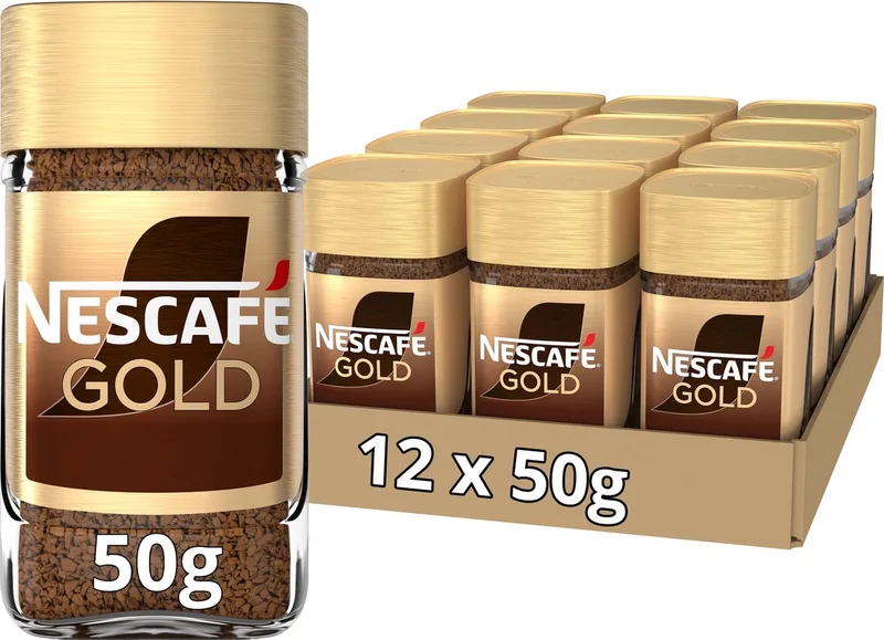 Gold oploskoffie - 12 potten x 50g van Nescafé – productfoto