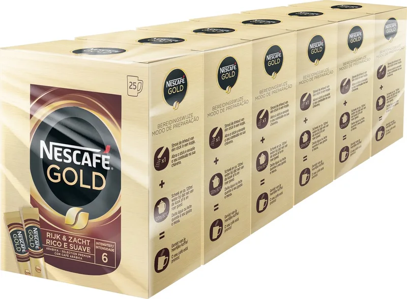 Gold oploskoffie - 6 doosjes x 25 zakjes by Nescafé – product photo