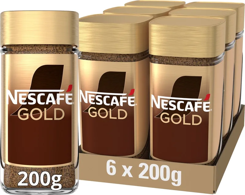 Gold oploskoffie - 6 potten x 200g van Nescafé – productfoto