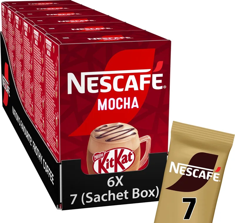 Mocha KitKat oploskoffie - 6 doosjes x 7 zakjes van Nescafé – productfoto
