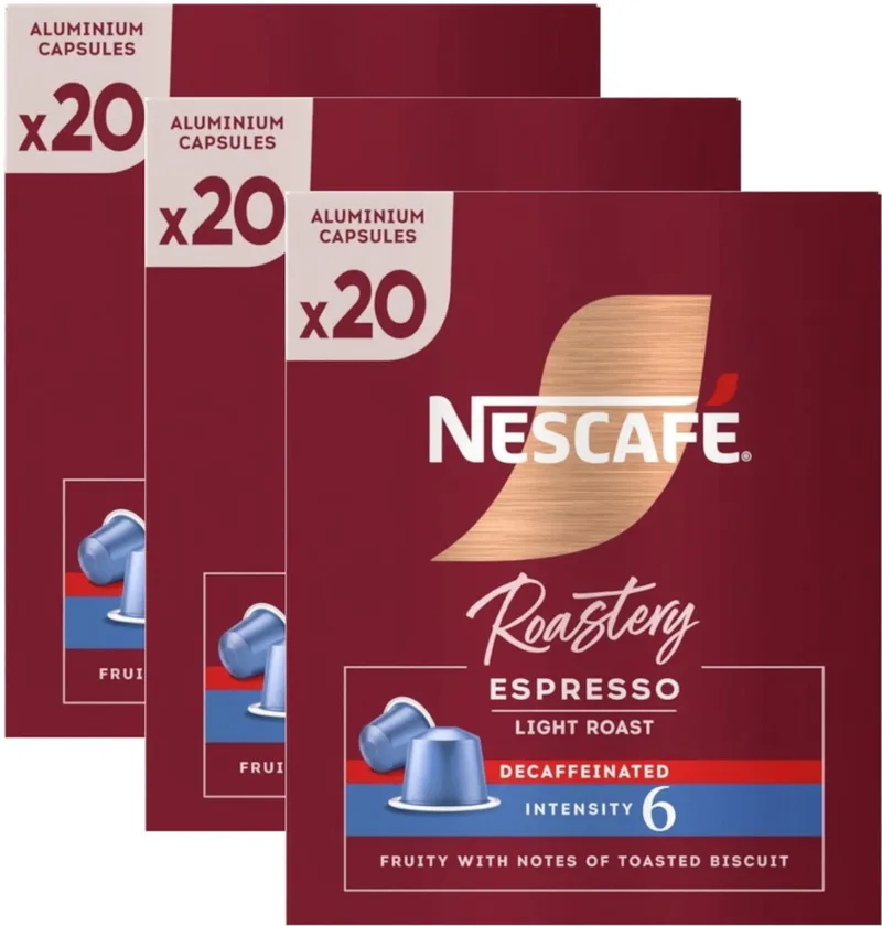 Roastery Espresso Light Roast Decaffeinated - Multipack - 60 (3x20) Koffiecups Compatibel Met Nespresso Coffee Machine van Nescafé – productfoto