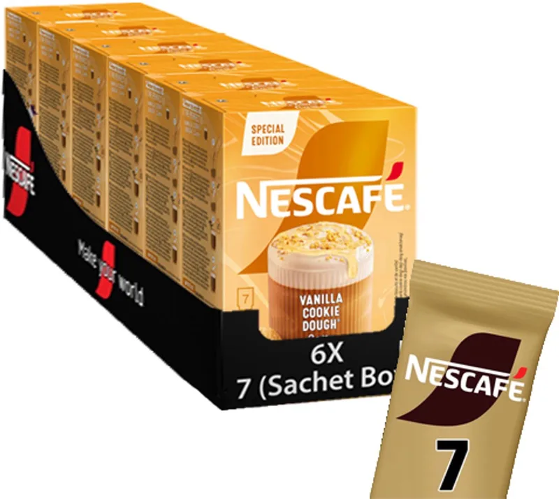 Vanilla Cookie Dough Latte oploskoffie - 6 doosjes x 7 zakjes van Nescafé – productfoto