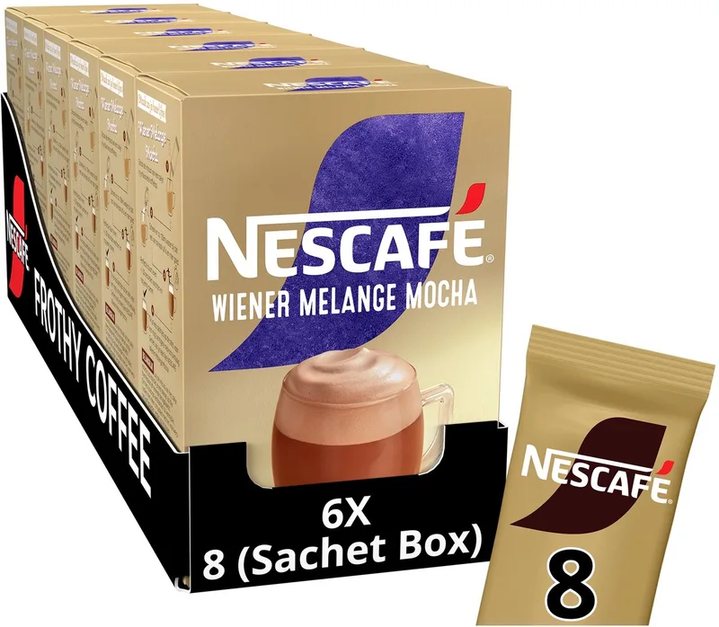 Wiener Melange Mocha oploskoffie - 6 doosjes x 8 zakjes van Nescafé – productfoto