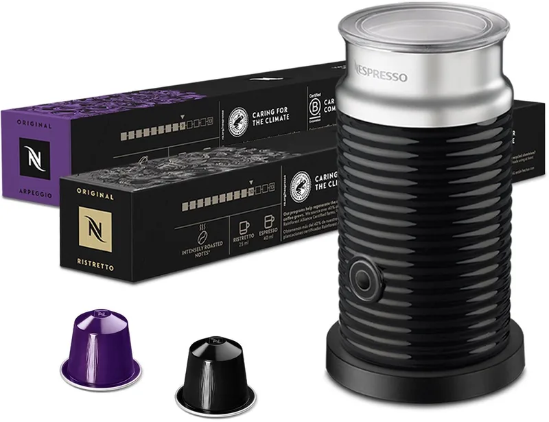 Aeroccino 3 - Melkopschuimer + 20 Nespresso capsules by Nespresso in Zwart + koffie – product photo
