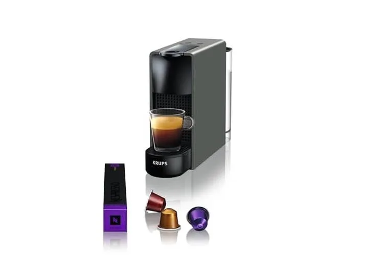 Krups Essenza Mini grå, kaffemaskin och välkomstset, kapselmaskin för espresso och lungo, 19 bar tryck, automatisk avstängning, ultrakompakt design för små utrymmen från Nespresso – produktbild