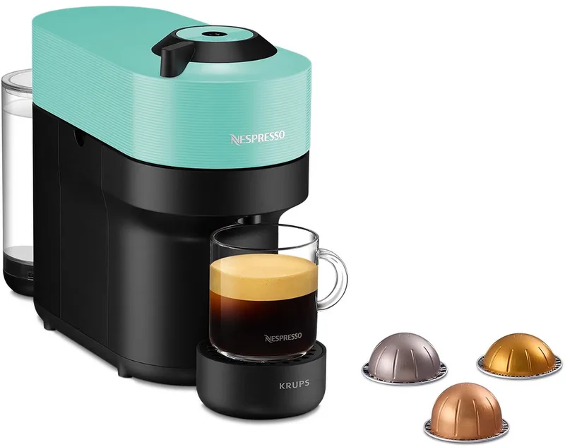 Krups Vertuo POP XN9204 - Koffiecupmachine - Aqua Mint - Compact - Voor Grote Koppen van Nespresso in Zwart, Muntkleur – productfoto
