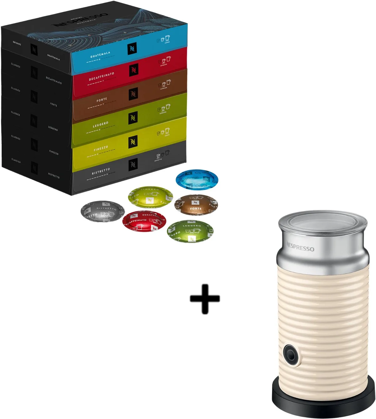 Professional - Discovery Pakket - Koffiecups - 300 capsules + Melkopschuimer Wit van Nespresso – productfoto