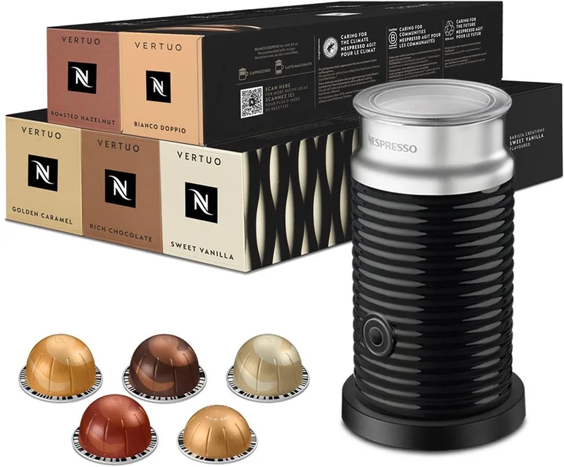 Vertuo - Barista Creations Pakket & Melkopschuimer - Koffiecups - 50 capsules de Nespresso – photo produit