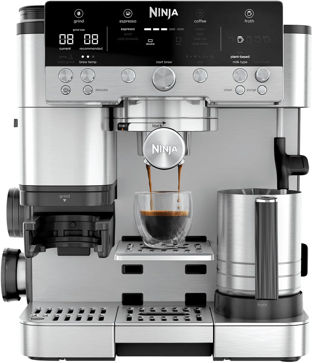 Luxe Café Premier Plus 3-in-1 Espressomachine, cold brew koffie en filterkoffie, Melkopschuimer met 4 automatische voorinstellingen - Zilver - ES655EU de Ninja en Argent, Noir – photo produit