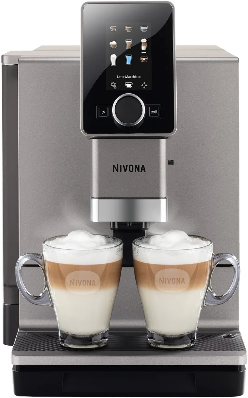 CafeRomatica NICR 930 Kaffee-Vollautomat titan/chrom, Latte Macchiato/Cappuccino, Stahl-Kegel-Mahlwerk, 15 bar, 2,2 l, Steuerung über Smartphone von Nivona – Produktfoto