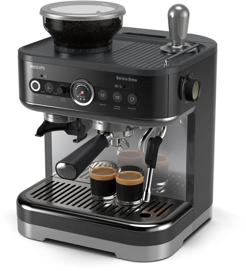 Barista Brew - Halfautomatische espressomachine PSA3218/10 - RVS - Metaal / Zwart van Philips in Metal – productfoto