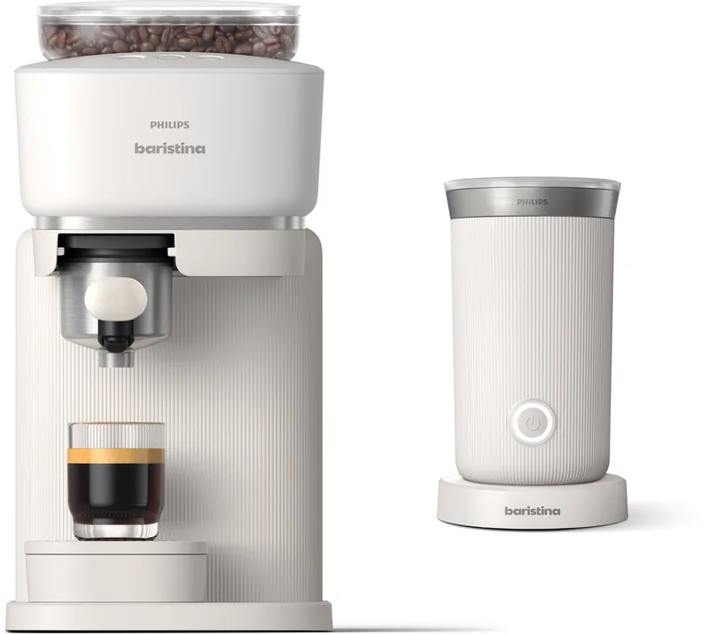 Baristina + Melkopschuimer Bundel - BAR303/00 - Espressomachine - Pistonmachine - Wit van Philips in Wit & Wit – productfoto