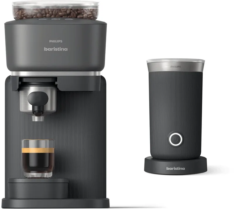 Baristina + Melkopschuimer Bundel - BAR303/60 - Espressomachine - Pistonmachine - Zwart van Philips in Zwart & Zwart – productfoto