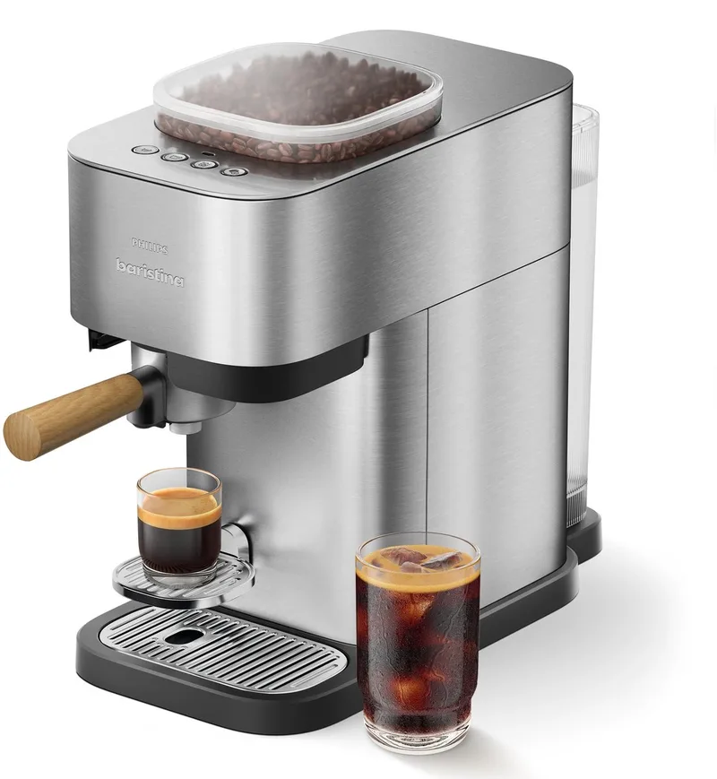 Baristina Plus - BAR500/00 - Espressomachine - Pistonmachine - Ijskoffie - Stainless Steel van Philips in Metaal – productfoto