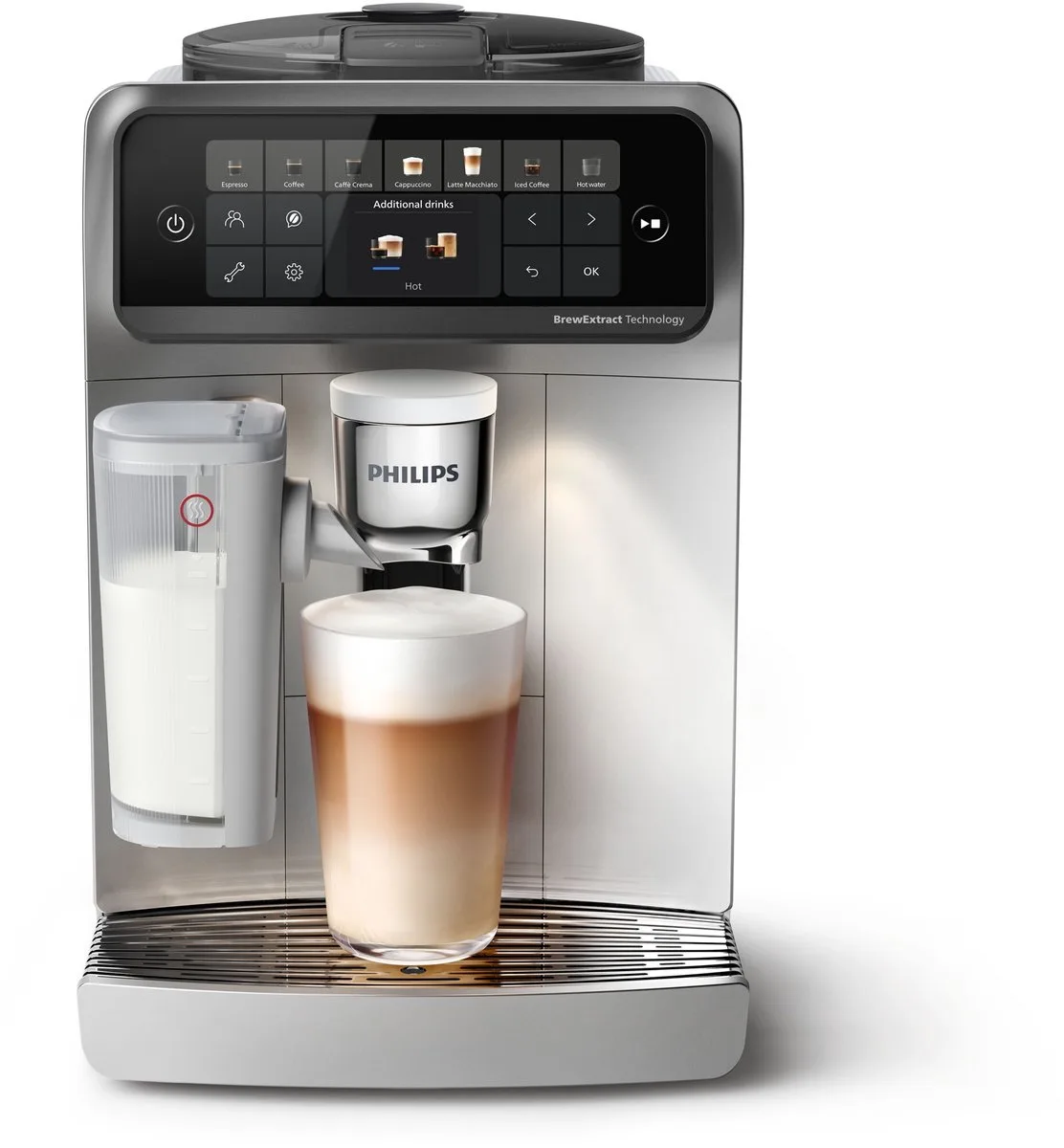 Café Aromis 6000-serie Espressomachine - 25+ Warme & Koude Dranken - LatteGo Pro melksysteem - Cold Brew - Koffiemachine met Bonen - Volautomatisch - EP6551/30 de Philips en Blanc, Chrome – photo produit