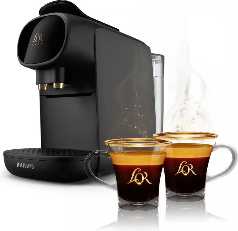 L'OR Barista Sublime Koffiezetapparaat LM9012/21 - Geschikt voor Capsules - Koffiecupmachine Inclusief 2 L’OR koffieglazen - Grijs von Philips in Grijs + 2 glazen – Produktfoto
